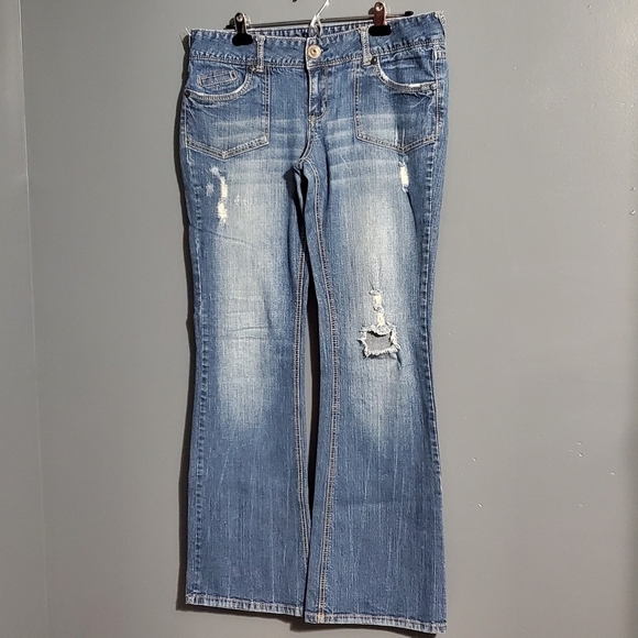 Red Camel Juniors Jeans Flare Distressed 90s Size 13 - Picture 1 of 10